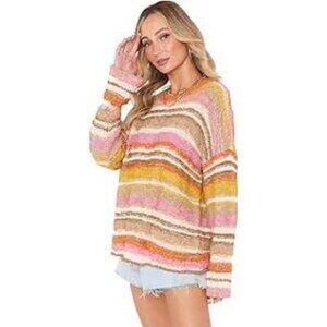 Show Me Your Mumu Women's Sue Cuffed Sweater Fall Stripe Medium
